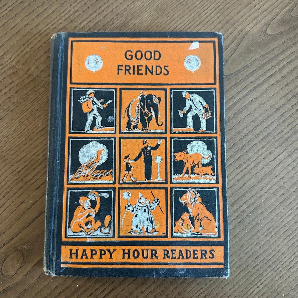 Vintage 1935 Good Friends Happy Hour Readers Childrens Book Johnson Publishing